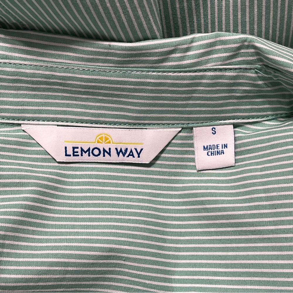 Lemon Way Green Stripe Button Down Blouse - image 5